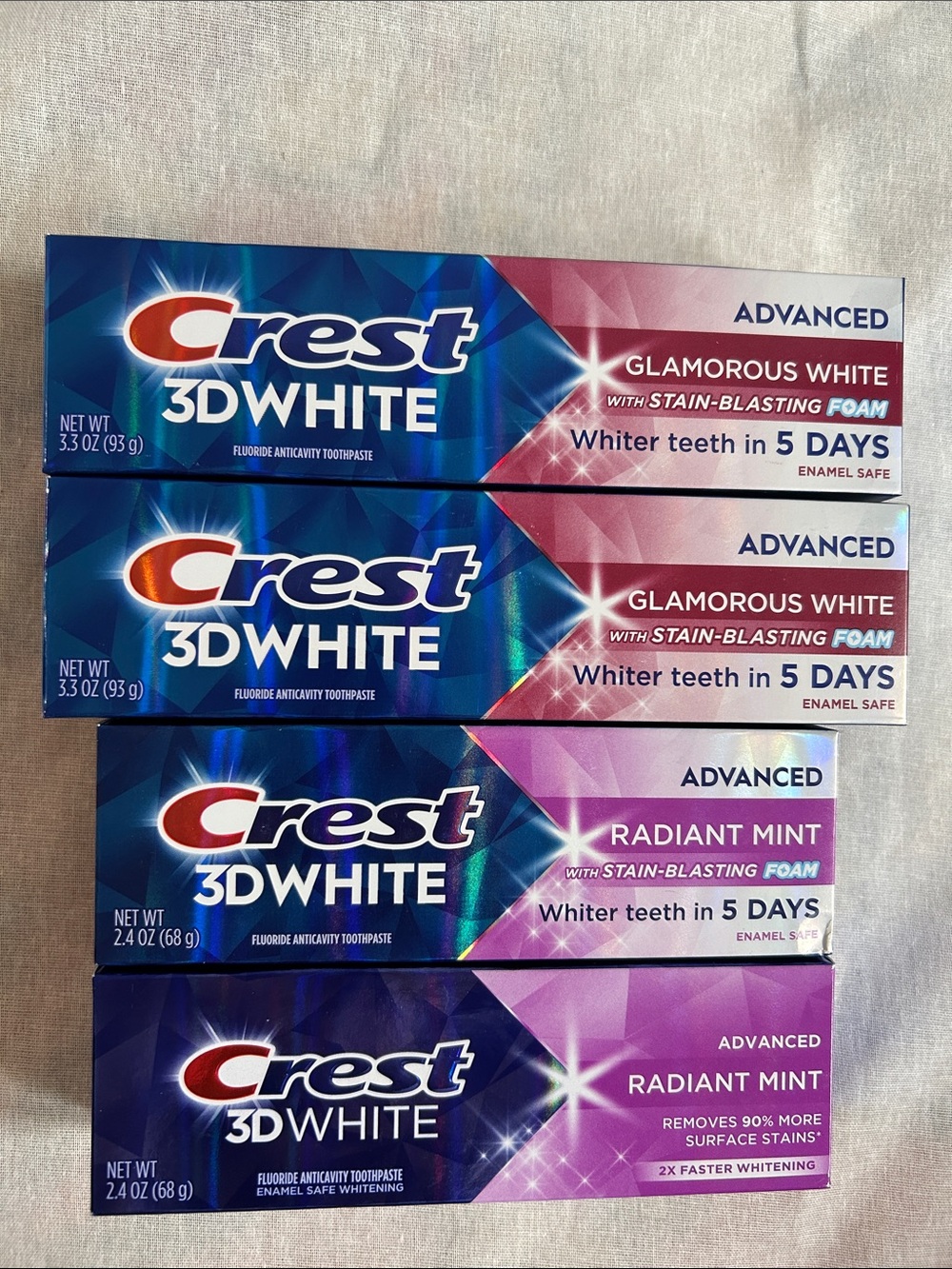 Crest 3D White Advanced Toothpaste Bundle - New, Unopened